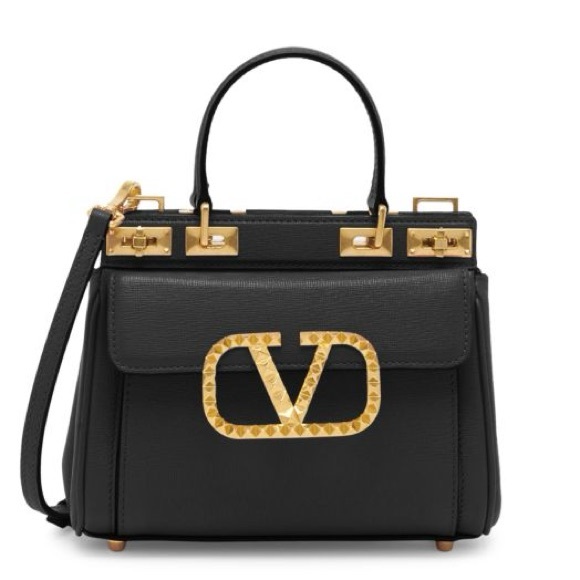 Valentino Garavani Handbags - VALENTINO GARAVANI Rockstud Alcove Mini Leather Double Handle Bag
